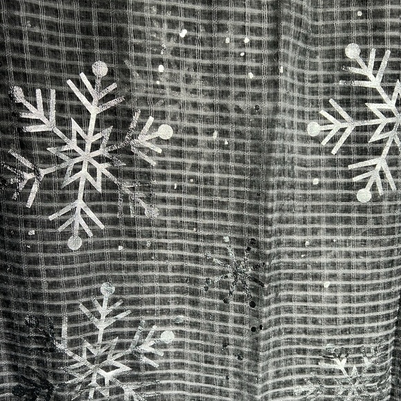 Holiday Festive Sheer Grey Snowflake Scarf - with Silver Snowflake Details - Picture 3 of 3